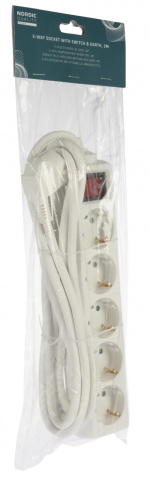 Nordic Quality Grenuttag 5-vägs med brytare och jord, 3m