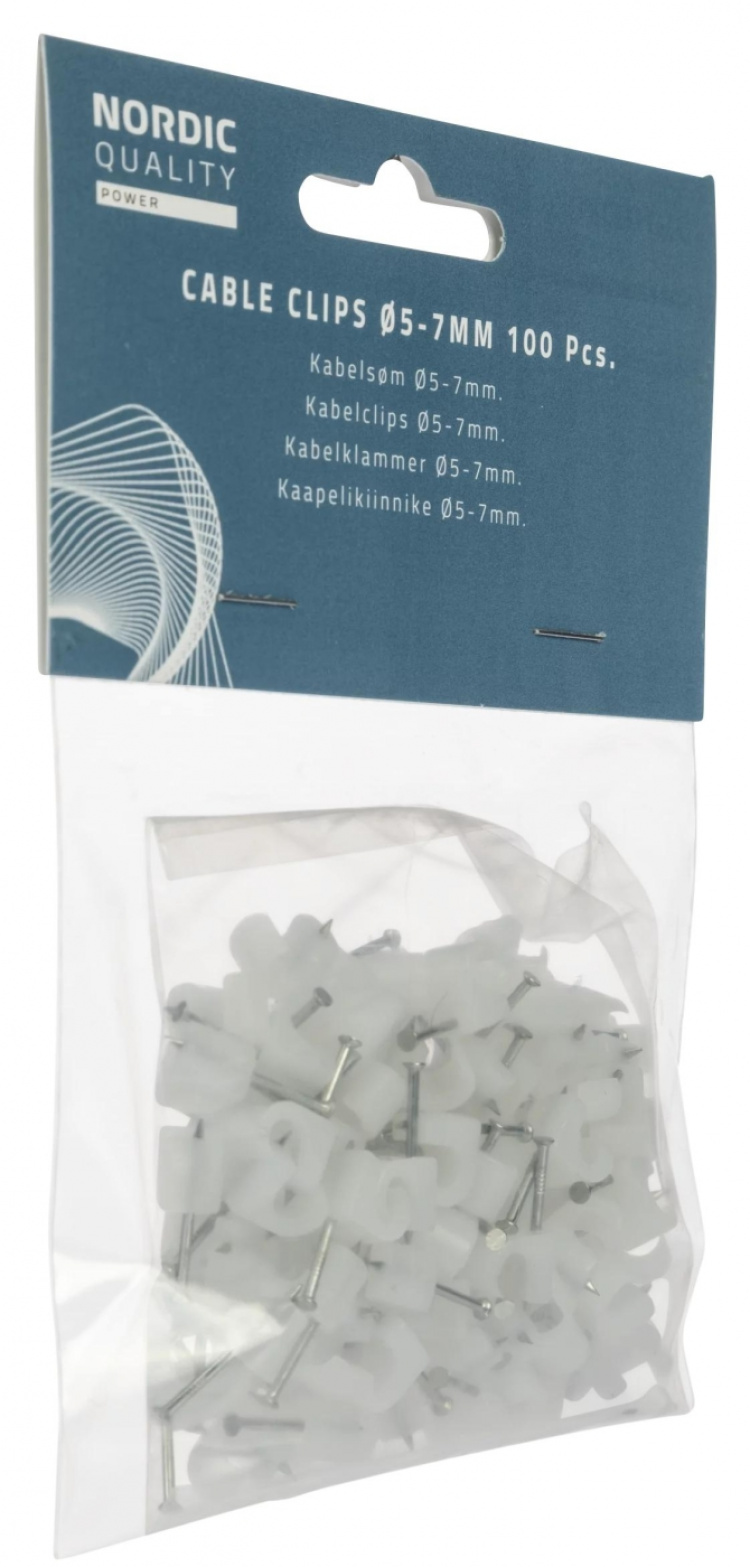 Nordic Quality Kabelklipps 5-7mm, Neutral, 100 st