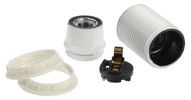 Nordic Quality Lampsockel E14 med lampskärmsring, Vit