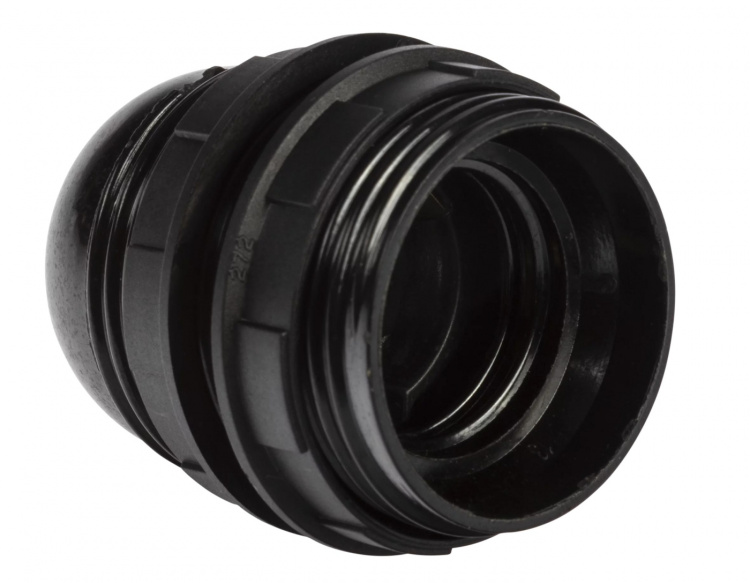 Nordic Quality Lampsockel E27 med lampskärmsring, Svart