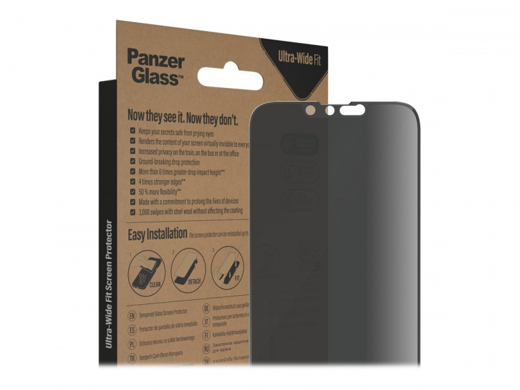 PanzerGlass skjermbeskytter svart gjennomsiktig Apple iPhone 13, 13 Pro, 14 PanzerGlass skjermbeskytter svart gjennomsiktig Apple iPhone 13, 13 Pro, 14