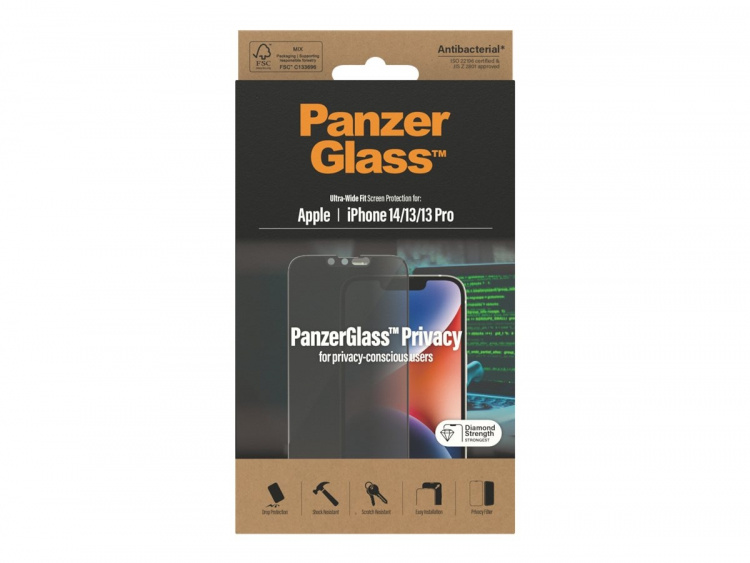 PanzerGlass skjermbeskytter svart gjennomsiktig Apple iPhone 13, 13 Pro, 14 PanzerGlass skjermbeskytter svart gjennomsiktig Apple iPhone 13, 13 Pro, 14