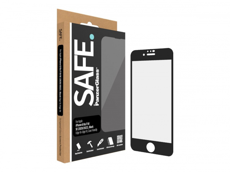 PanzerGlass PanzerGlass SAFE. by Skjermbeskytter Svart Transparent Apple iPhone 6, 6s, 7, 8 (4,7 tommer), SE (2. generasjon), SE (3. generasjon)