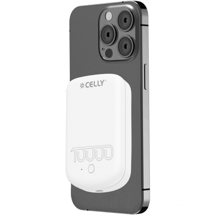 Celly MAGPB10000PRO PowerBank 10W MagSafe trådløs lading 10.000 mAh hvit