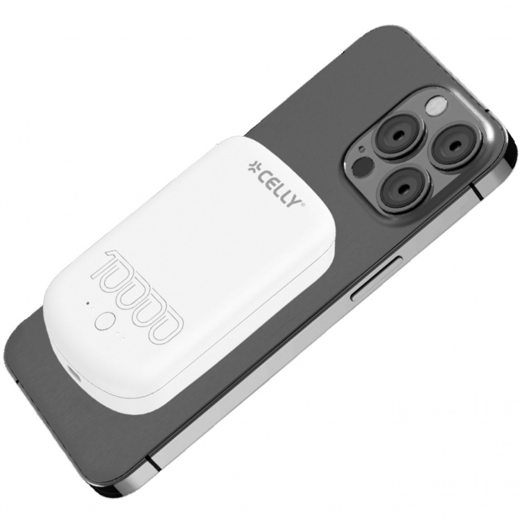 Celly MAGPB10000PRO PowerBank 10W MagSafe trådløs lading 10.000 mAh hvit