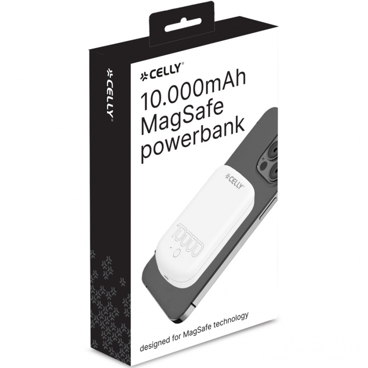 Celly MAGPB10000PRO PowerBank 10W MagSafe trådløs lading 10.000 mAh hvit