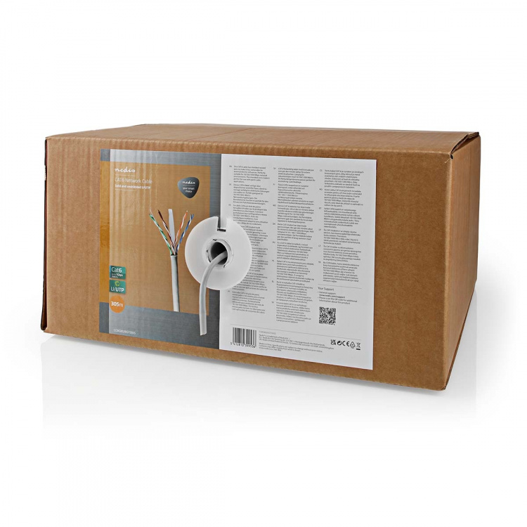 Nedis Nettverkskabelen Roll | CAT6 | Fast | U/UTP | CCA | 305.0 m | Innendørs | Rund | PVC | Grå | Trekkboks Nedis Nettverkskabelen Roll | CAT6 | Fast | U/UTP | CCA | 305.0 m | Innendørs | Rund | PVC | Grå | Trekkboks