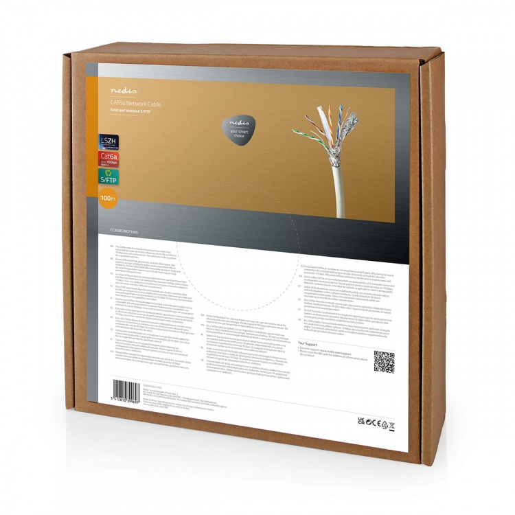 Nedis Nettverkskabelen Roll | CAT6a | Fast | SF/UTP | Kobber | 100.0 m | Innendørs | Rund | LSZH | Grå | Gaveeske Nedis Nettverkskabelen Roll | CAT6a | Fast | SF/UTP | Kobber | 100.0 m | Innendørs | Rund | LSZH | Grå | Gaveeske