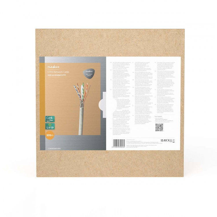 Nedis Nettverkskabelen Roll | CAT7 | Fast | S/FTP | Kobber | 305.0 m | Innendørs | Rund | LSZH | Grå | Trekkboks Nedis Nettverkskabelen Roll | CAT7 | Fast | S/FTP | Kobber | 305.0 m | Innendørs | Rund | LSZH | Grå | Trekkboks