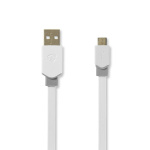 Nedis USB-kabel | USB 2.0 | USB-A Han | USB Micro-B Han | 480 Mbps | Gull belagt | 1.00 m | Flatt | PVC | Hvit | Plastpose