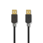 Nedis USB-kabel | USB 2.0 | USB-A Han | USB-A Han | 480 Mbps | Gull belagt | 2.00 m | Rund | PVC | Antrasitt | Boks Nedis USB-kabel | USB 2.0 | USB-A Han | USB-A Han | 480 Mbps | Gull belagt | 2.00 m | Rund | PVC | Antrasitt | Boks