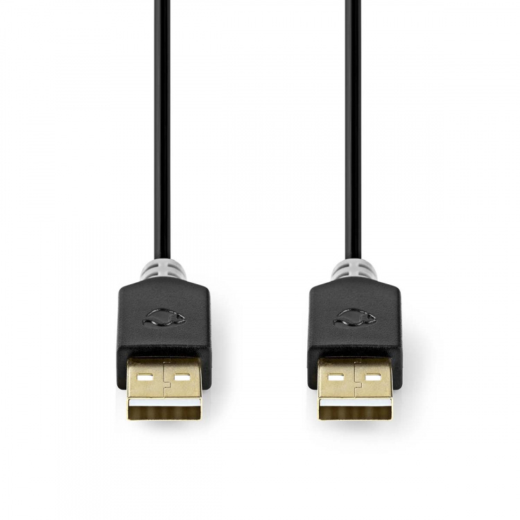 Nedis USB-kabel | USB 2.0 | USB-A Han | USB-A Han | 480 Mbps | Gull belagt | 2.00 m | Rund | PVC | Antrasitt | Boks Nedis USB-kabel | USB 2.0 | USB-A Han | USB-A Han | 480 Mbps | Gull belagt | 2.00 m | Rund | PVC | Antrasitt | Boks