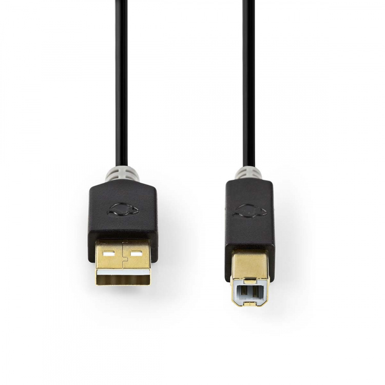 Nedis USB-kabel | USB 2.0 | USB-A Han | USB-B Han | 480 Mbps | Gull belagt | 3.00 m | Rund | PVC | Antrasitt | Vindus boks Nedis USB-kabel | USB 2.0 | USB-A Han | USB-B Han | 480 Mbps | Gull belagt | 3.00 m | Rund | PVC | Antrasitt | Vindus boks