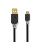 Nedis USB-kabel | USB 2.0 | USB-A Han | USB Micro-B Han | 480 Mbps | Gull belagt | 1.00 m | Rund | PVC | Antrasitt | Boks Nedis USB-kabel | USB 2.0 | USB-A Han | USB Micro-B Han | 480 Mbps | Gull belagt | 1.00 m | Rund | PVC | Antrasitt | Boks