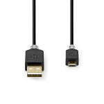 Nedis USB-kabel | USB 2.0 | USB-A Han | USB Micro-B Han | 480 Mbps | Gull belagt | 1.00 m | Rund | PVC | Antrasitt | Boks Nedis USB-kabel | USB 2.0 | USB-A Han | USB Micro-B Han | 480 Mbps | Gull belagt | 1.00 m | Rund | PVC | Antrasitt | Boks