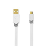 Nedis USB-kabel | USB 2.0 | USB-A Han | USB Micro-B Han | 480 Mbps | Gull belagt | 1.00 m | Flatt | PVC | Hvit | Vindus boks
