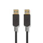 Nedis USB-kabel | USB 3.2 Gen 1 | USB-A Han | USB-A Han | 5 Gbps | Gull belagt | 2.00 m | Rund | PVC | Antrasitt | Boks Nedis USB-kabel | USB 3.2 Gen 1 | USB-A Han | USB-A Han | 5 Gbps | Gull belagt | 2.00 m | Rund | PVC | Antrasitt | Boks