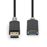 Nedis USB-kabel | USB 3.2 Gen 1 | USB-A Han | USB-A Hun | 5 Gbps | Gull belagt | 2.00 m | Rund | PVC | Antrasitt | Boks Nedis USB-kabel | USB 3.2 Gen 1 | USB-A Han | USB-A Hun | 5 Gbps | Gull belagt | 2.00 m | Rund | PVC | Antrasitt | Boks