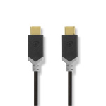 Nedis USB-kabel | USB 3.2 Gen 1 | USB-C™ Hann | USB-C™ Hann | 60 W | 4K@60Hz | 5 Gbps | Gull belagt | 2.00 m | Rund | PVC | Sort | Boks