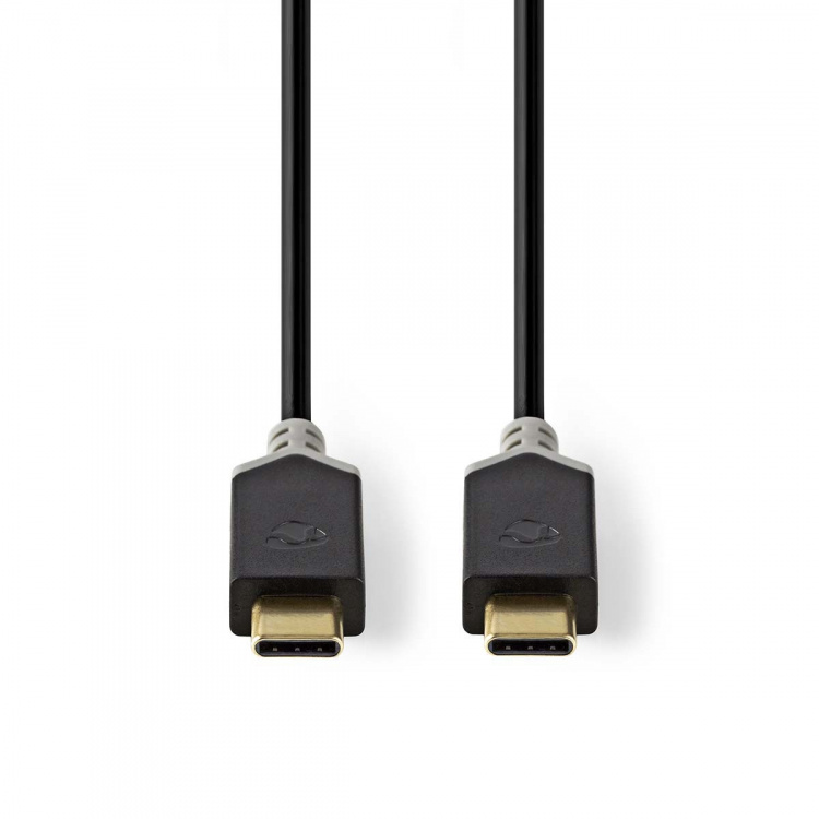 Nedis USB-kabel | USB 3.2 Gen 1 | USB-C™ Hann | USB-C™ Hann | 60 W | 4K@60Hz | 5 Gbps | Gull belagt | 2.00 m | Rund | PVC | Sort | Boks