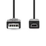 Nedis USB-kabel | USB 2.0 | USB-A Han | USB Mini-B 5 pins Han | 480 Mbps | Nikkel belagt | 2.00 m | Rund | PVC | Sort | Boks