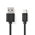 Nedis USB-kabel | USB 2.0 | USB-A Han | USB-C™ Hann | 15 W | 480 Mbps | Nikkel belagt | 0.10 m | Rund | PVC | Sort | Blister