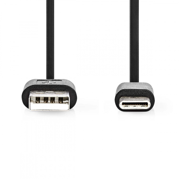 Nedis USB-kabel | USB 2.0 | USB-A Han | USB-C™ Hann | 15 W | 480 Mbps | Nikkel belagt | 0.10 m | Rund | PVC | Sort | Blister