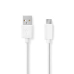 Nedis USB-kabel | USB 2.0 | USB-A Han | USB-C™ Hann | 60 W | 480 Mbps | Nikkel belagt | 1.00 m | Rund | PVC | Hvit | Boks