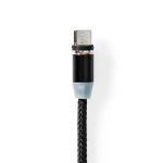 Nedis USB-kabel | USB 2.0 | USB-A Han | USB Micro-B Han / USB-C™ Hann | 10 W | No Data Transfer | Nikkel belagt | 2.00 m | Rund | Nylon | Sort | Boks