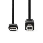 Nedis USB-kabel | USB 2.0 | USB-C™ Hann | USB-B Han | 480 Mbps | Nikkel belagt | 2.00 m | Rund | PVC | Sort | Boks