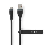 Nedis USB-kabel | USB 2.0 | USB-A Han | USB-C™ Hann | 15 W | 480 Mbps | Nikkel belagt | 1.50 m | Rund | Silikon | Sort | Boks