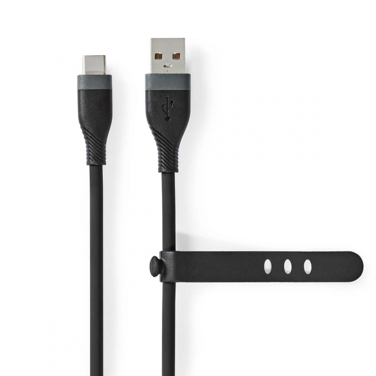 Nedis USB-kabel | USB 2.0 | USB-A Han | USB-C™ Hann | 15 W | 480 Mbps | Nikkel belagt | 1.50 m | Rund | Silikon | Sort | Boks