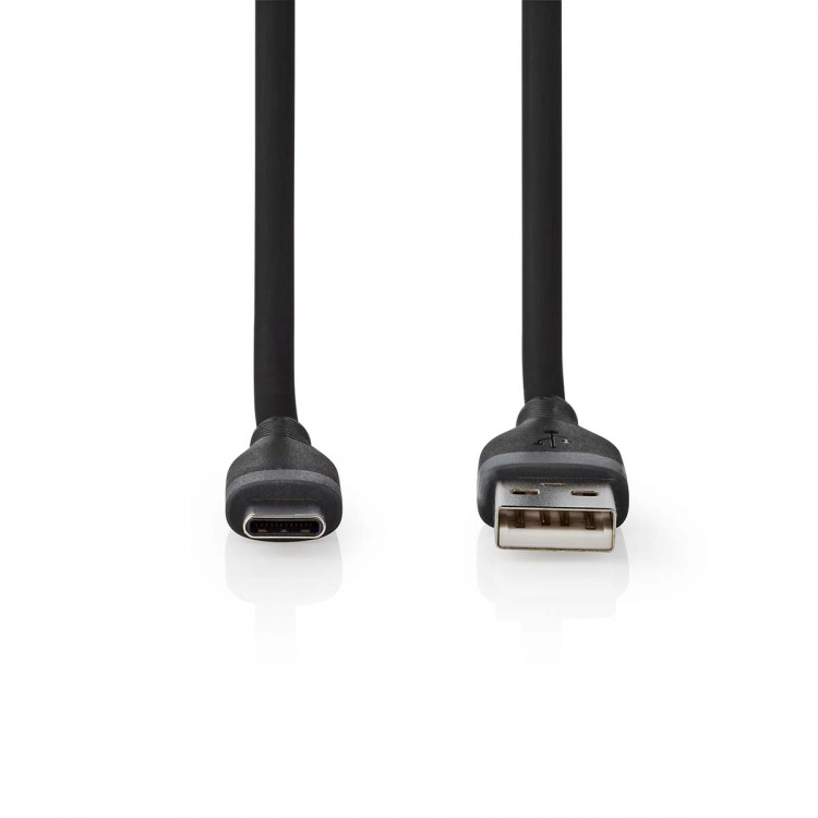 Nedis USB-kabel | USB 2.0 | USB-A Han | USB-C™ Hann | 15 W | 480 Mbps | Nikkel belagt | 1.50 m | Rund | Silikon | Sort | Boks