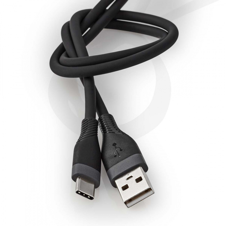 Nedis USB-kabel | USB 2.0 | USB-A Han | USB-C™ Hann | 15 W | 480 Mbps | Nikkel belagt | 1.50 m | Rund | Silikon | Sort | Boks