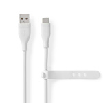 Nedis USB-kabel | USB 2.0 | USB-A Han | USB-C™ Hann | 15 W | 480 Mbps | Nikkel belagt | 1.50 m | Rund | Silikon | Hvit | Boks