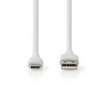 Nedis USB-kabel | USB 2.0 | USB-A Han | USB-C™ Hann | 15 W | 480 Mbps | Nikkel belagt | 1.50 m | Rund | Silikon | Hvit | Boks