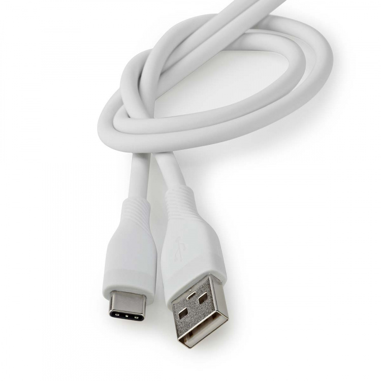 Nedis USB-kabel | USB 2.0 | USB-A Han | USB-C™ Hann | 15 W | 480 Mbps | Nikkel belagt | 1.50 m | Rund | Silikon | Hvit | Boks