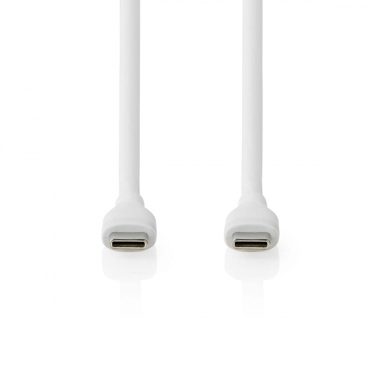 Nedis USB-kabel | USB 2.0 | USB-C™ Hann | USB-C™ Hann | 60 W | 480 Mbps | Nikkel belagt | 1.50 m | Rund | Silikon | Hvit | Boks