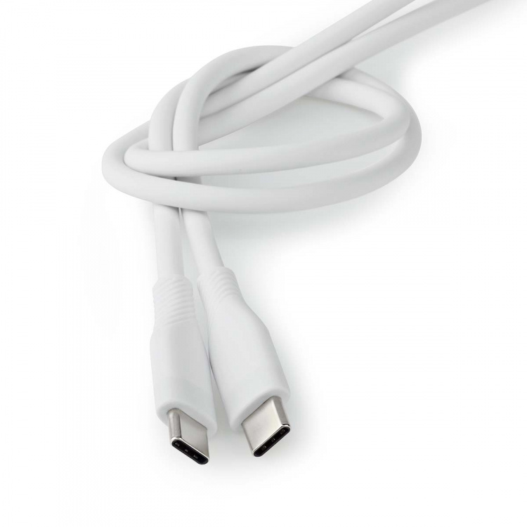 Nedis USB-kabel | USB 2.0 | USB-C™ Hann | USB-C™ Hann | 60 W | 480 Mbps | Nikkel belagt | 1.50 m | Rund | Silikon | Hvit | Boks