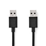 Nedis USB-kabel | USB 3.2 Gen 1 | USB-A Han | USB-A Han | 5 Gbps | Nikkel belagt | 1.00 m | Rund | PVC | Sort | Boks