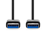 Nedis USB-kabel | USB 3.2 Gen 1 | USB-A Han | USB-A Han | 5 Gbps | Nikkel belagt | 1.00 m | Rund | PVC | Sort | Boks
