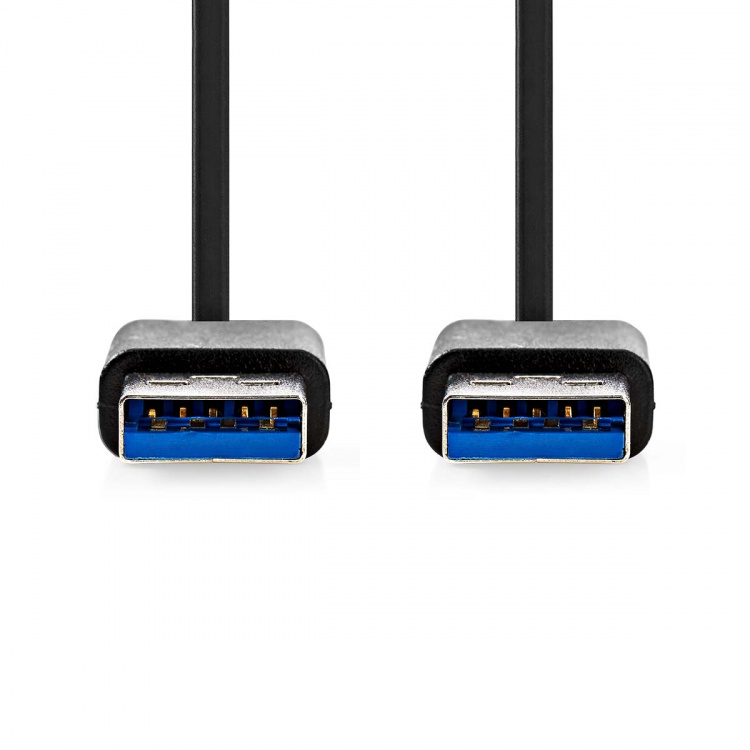 Nedis USB-kabel | USB 3.2 Gen 1 | USB-A Han | USB-A Han | 5 Gbps | Nikkel belagt | 2.00 m | Rund | PVC | Sort | Boks