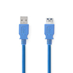 Nedis USB-kabel | USB 3.2 Gen 1 | USB-A Han | USB-A Hun | 5 Gbps | Nikkel belagt | 2.00 m | Rund | PVC | Blå | Boks
