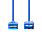 Nedis USB-kabel | USB 3.2 Gen 1 | USB-A Han | USB-A Hun | 5 Gbps | Nikkel belagt | 2.00 m | Rund | PVC | Blå | Boks