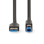 Nedis USB-kabel | USB 3.2 Gen 1 | USB-A Han | USB-B Han | 5 Gbps | Nikkel belagt | 2.00 m | Rund | PVC | Sort | Boks Nedis USB-kabel | USB 3.2 Gen 1 | USB-A Han | USB-B Han | 5 Gbps | Nikkel belagt | 2.00 m | Rund | PVC | Sort | Boks
