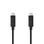 Nedis USB-kabel | USB 3.2 Gen 1 | USB-C™ Hann | USB-C™ Hann | 60 W | 4K@60Hz | 5 Gbps | Nikkel belagt | 1.00 m | Rund | PVC | Sort | Boks