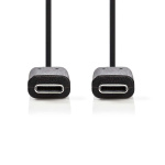 Nedis USB-kabel | USB 3.2 Gen 1 | USB-C™ Hann | USB-C™ Hann | 60 W | 4K@60Hz | 5 Gbps | Nikkel belagt | 1.00 m | Rund | PVC | Sort | Boks