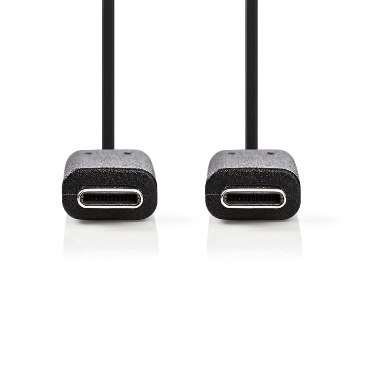 Nedis USB-kabel | USB 3.2 Gen 1 | USB-C™ Hann | USB-C™ Hann | 60 W | 4K@60Hz | 5 Gbps | Nikkel belagt | 1.00 m | Rund | PVC | Sort | Boks