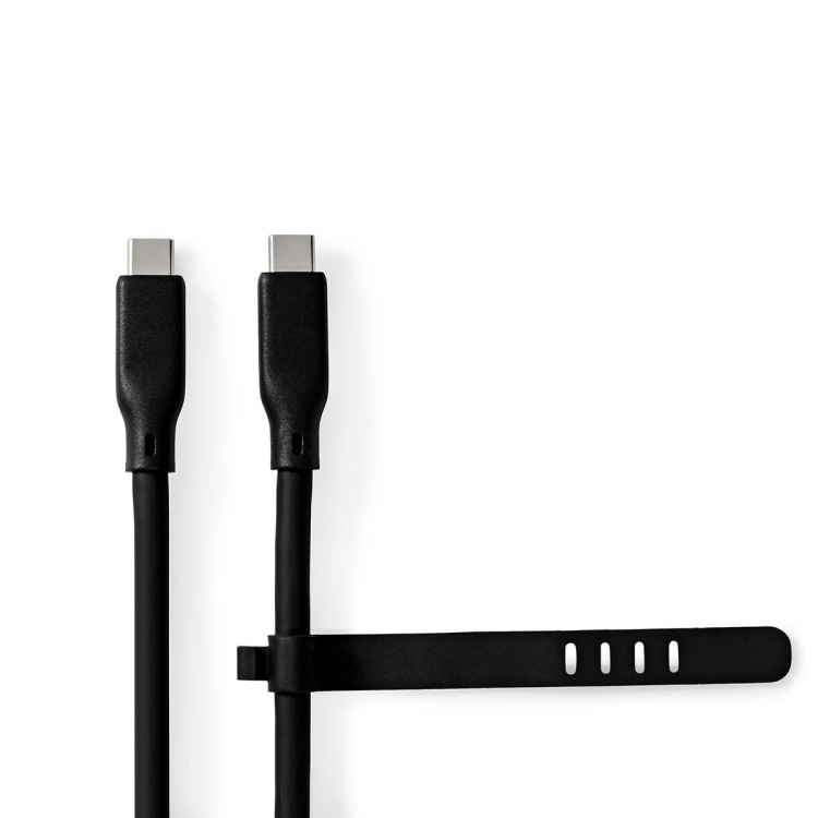 Nedis USB-kabel | USB 3.2 Gen 2 | USB-C™ Hann | USB-C™ Hann | 240 W | 8K@30Hz | 20 Gbps | Nikkel belagt | 1.00 m | Rund | Silikon | Sort | Boks