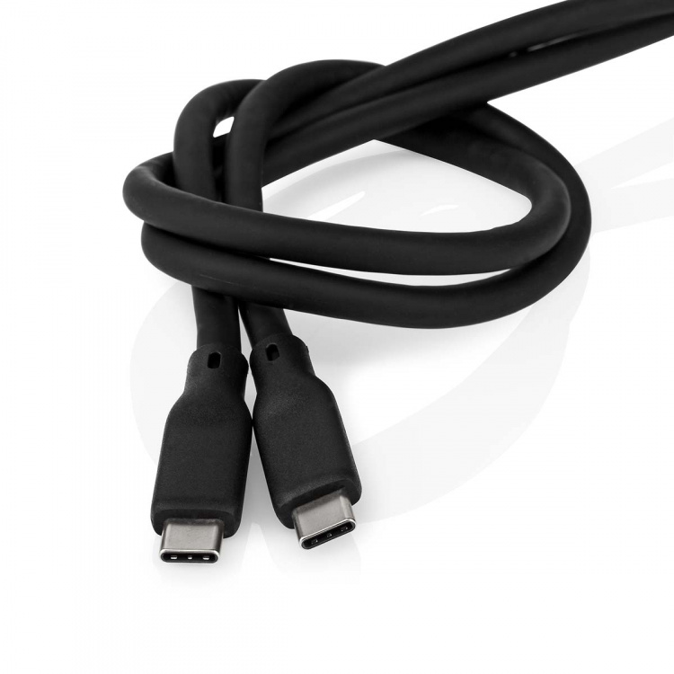 Nedis USB-kabel | USB 3.2 Gen 2 | USB-C™ Hann | USB-C™ Hann | 240 W | 8K@30Hz | 20 Gbps | Nikkel belagt | 1.00 m | Rund | Silikon | Sort | Boks